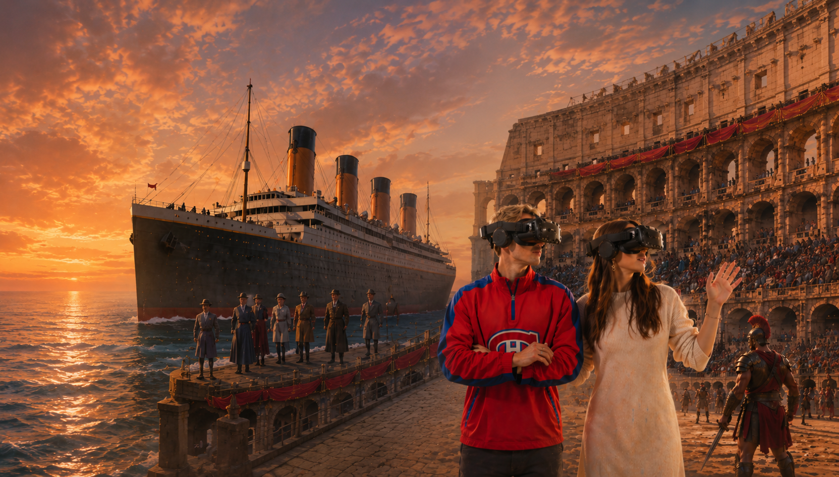 Visitor walking through an Awra immersive VR experience